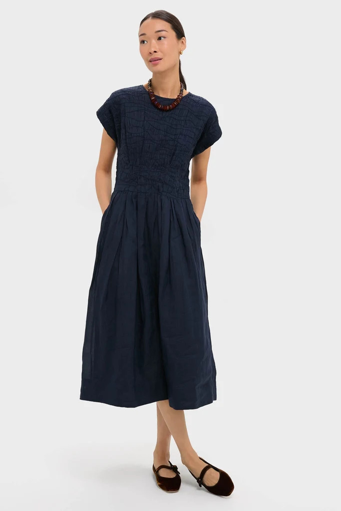 Navy Imogen Solid Midi Dress | Tuckernuck (US)
