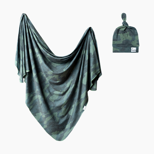 Copper Pearl Top Knot Hat and Swaddle Bundle - Hunter | Babylist