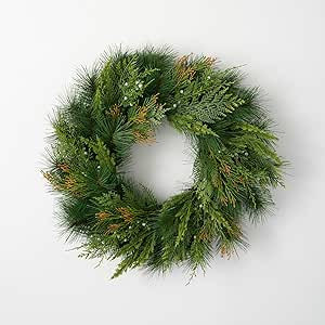 24" Artificial Mixed Pine Wreath Green Plastic Unlit | Amazon (US)