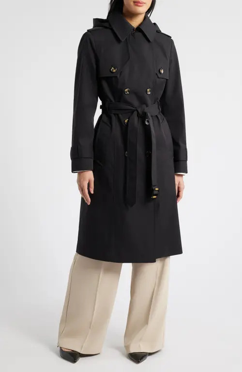 London Fog Double Breasted Trench Coat in Black at Nordstrom, Size Large | Nordstrom