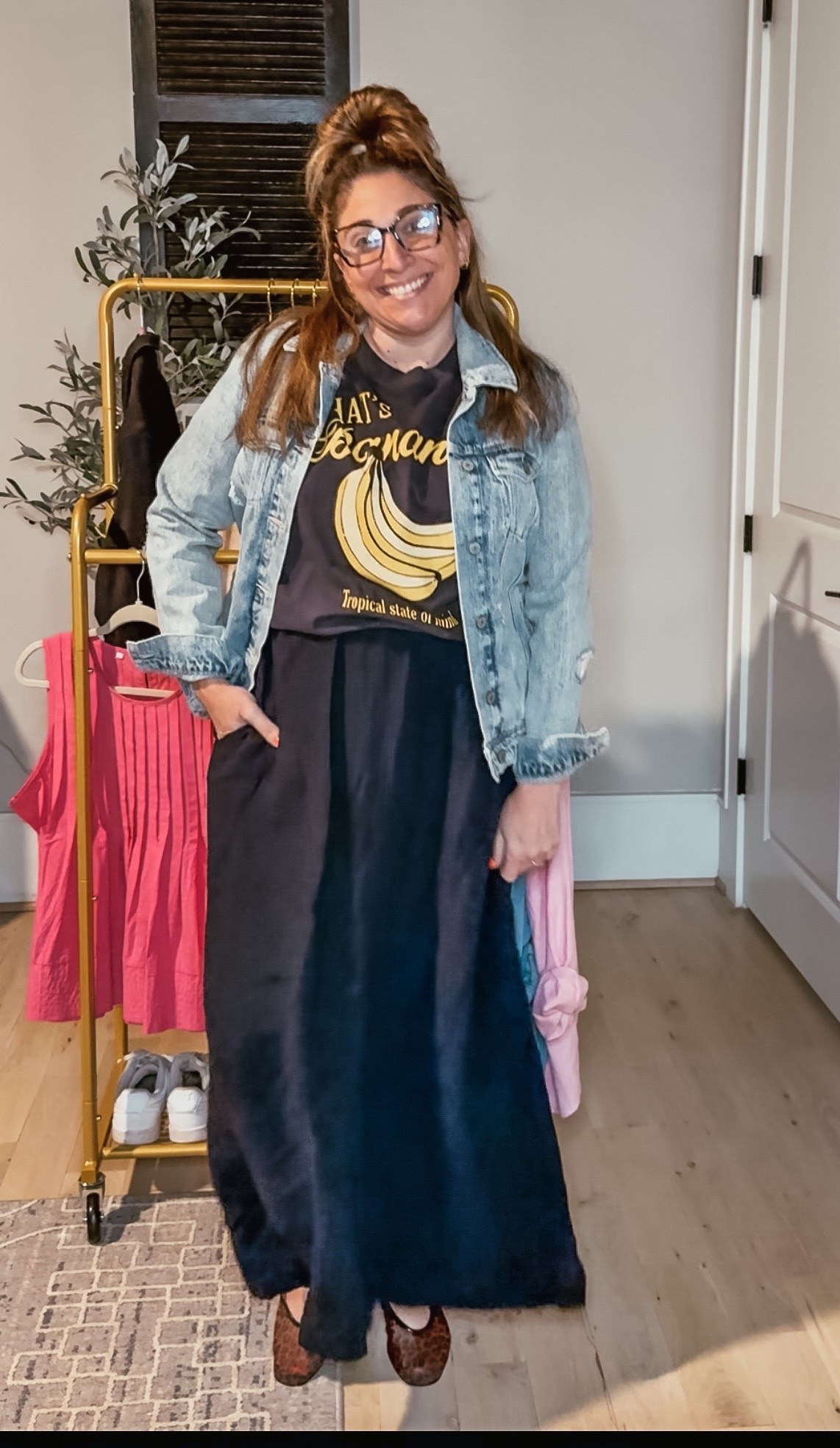 Day 5/10 of the “teacher must haves” series!! Could I have simplified this and left the graphic tee out? Sure! But it’s fun to show yall some clothing hacks as well?! Plus the graphic makes this look more visually interesting, right?! 
Dress L / Tee L / Jean Jacket L / Flats tts 

#LTKMidsize #LTKWorkwear #LTKShoeCrush