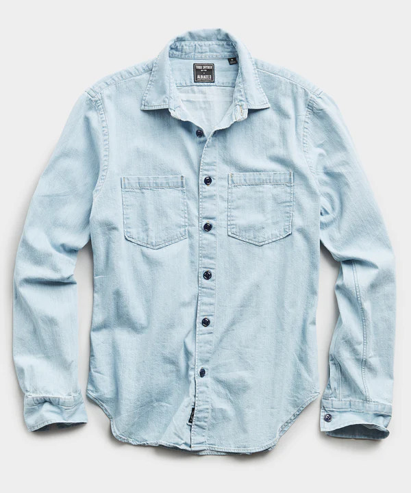 Italian Denim Overshirt in Worn Wash | Todd Snyder