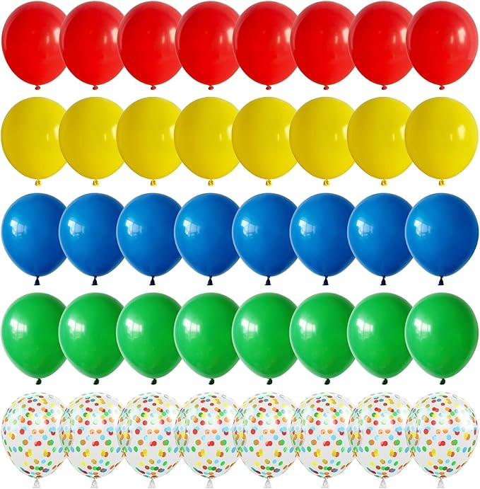 Rainbow Balloons, 60 Pcs Multi Colorful Balloons Set with Primary Color Confetti Balloons, Bright... | Amazon (US)