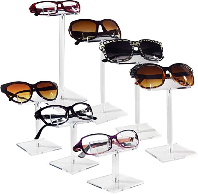 Mooca 7 Pcs Acrylic Glasses Stand Riser Display Stand Sunglasses Organizer Stands Sunglasses Hold... | Amazon (US)