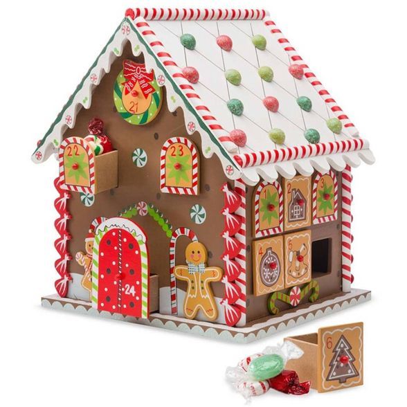 HearthSong Wooden Gingerbread Advent House with 24 Removable Drawers | Target