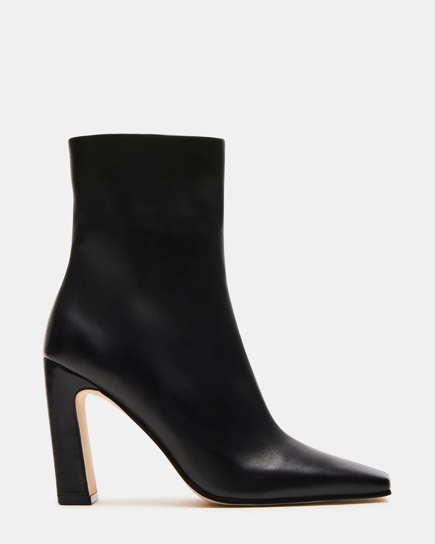 LIZABELLE Black Leather Square Toe Ankle Boot | Women's Booties | Steve Madden (US)