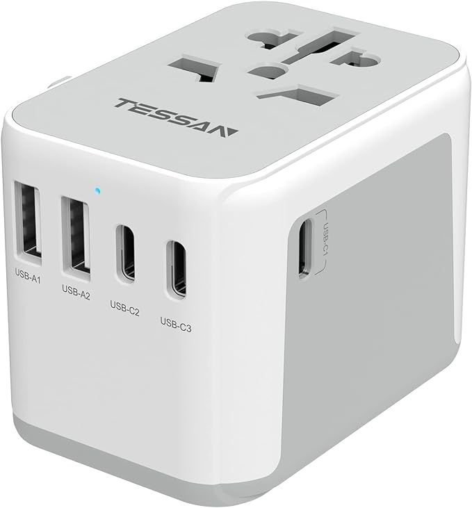 Universal Travel Adapter, TESSAN International Plug Adapter, 5.6A 3 USB C 2 USB A Ports, All-in-o... | Amazon (US)
