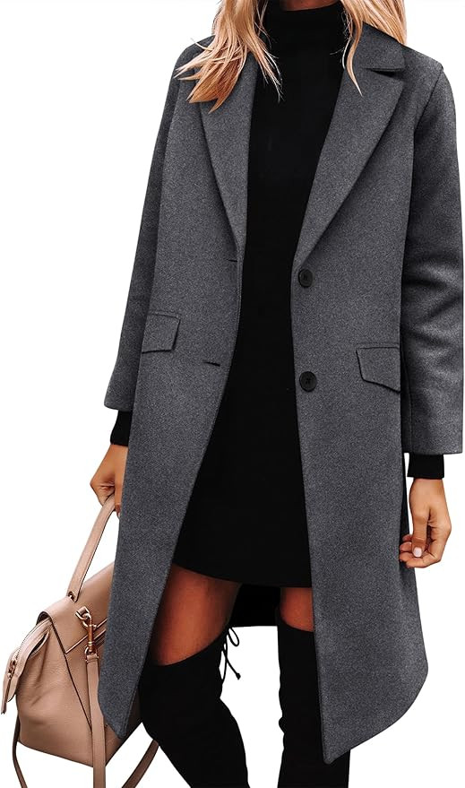 ANRABESS Womens Peacoat Notched Lapel Collar Single-Breasted Trench Coats Loose Casual Long Jacke... | Amazon (US)