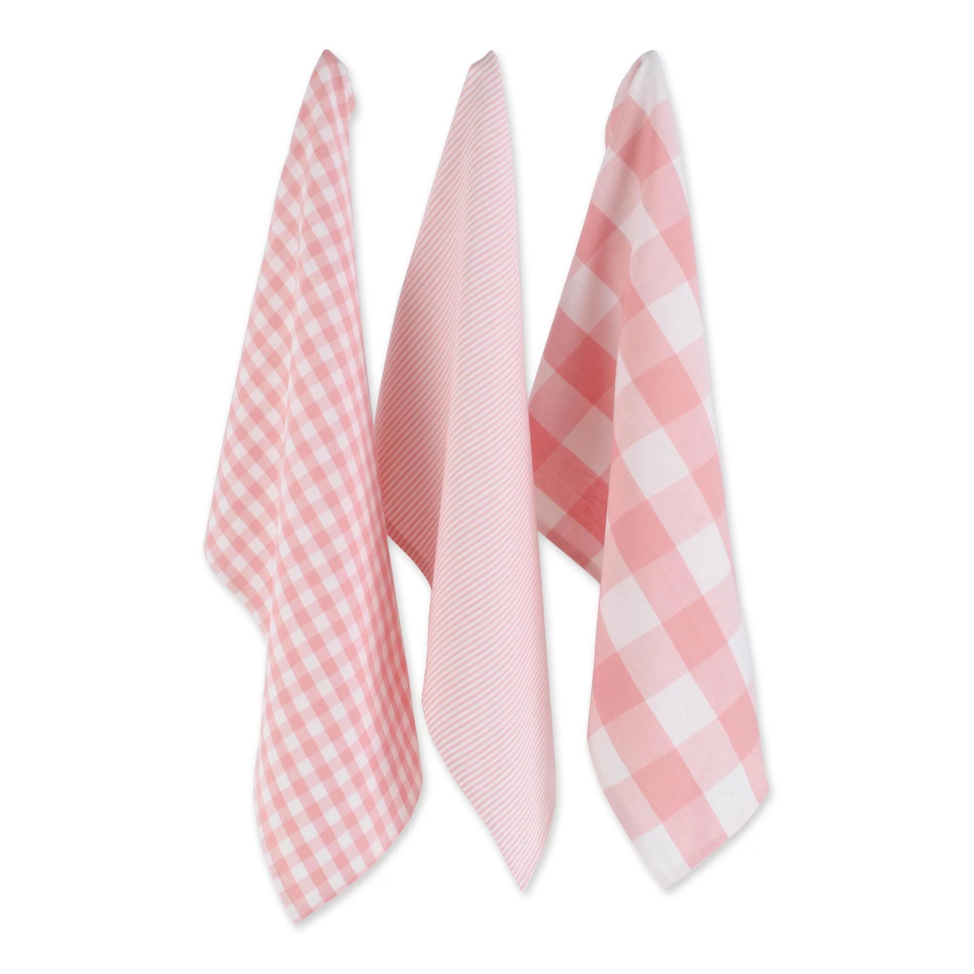DII Assorted Pink & White Gingham Check Dishtowel Set, 3 Pieces | Walmart (US)