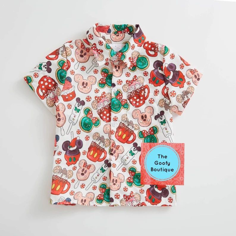Disney Christmas Shirt button up collared Ready to ship 12m to 14 Christmas Treats Disney Matchin... | Etsy (US)