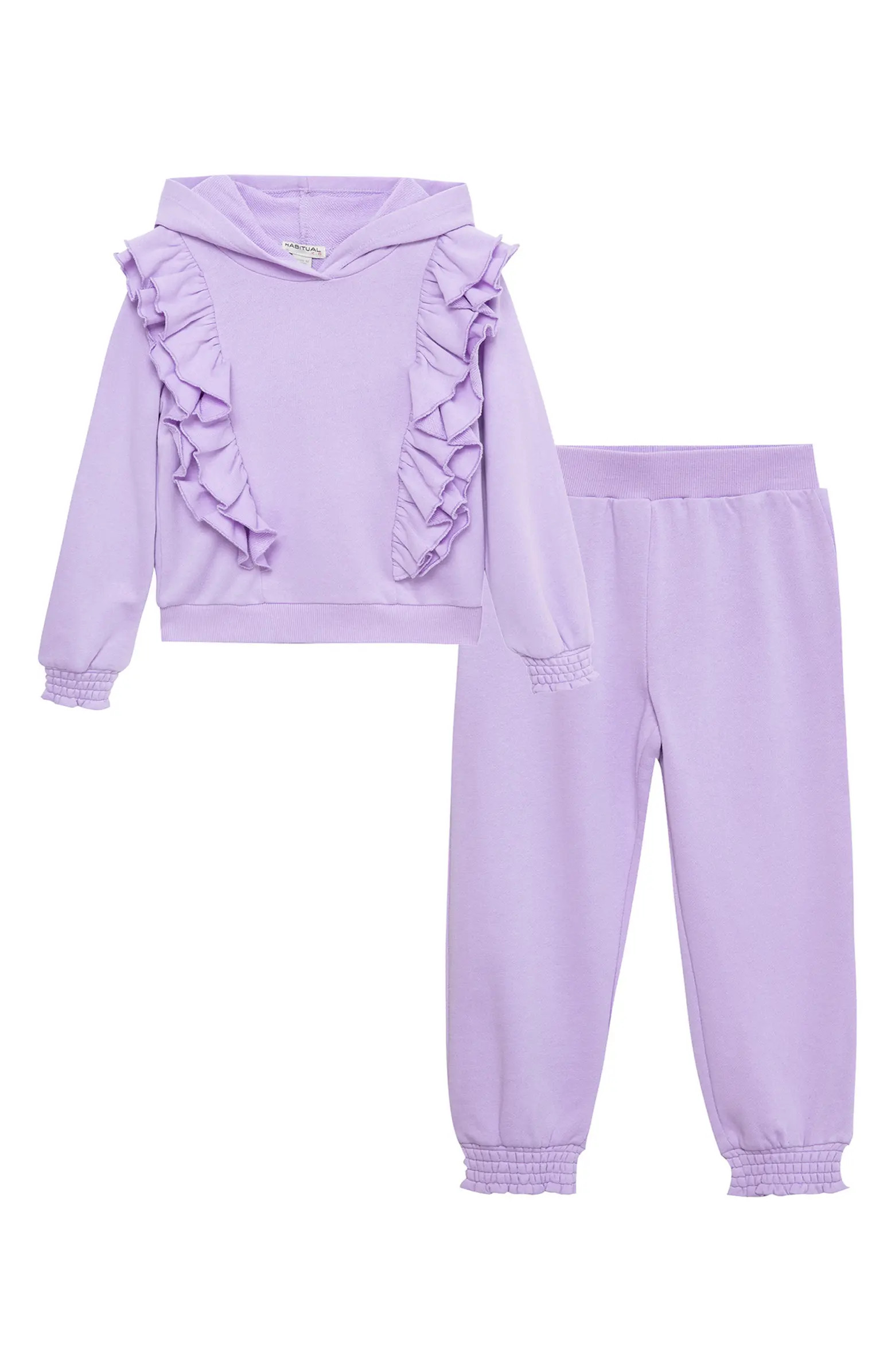 Kids' Ruffle Cotton Blend Hoodie & Pants Set | Nordstrom