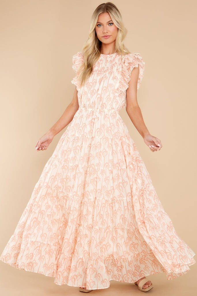 Seaside Sights Ivory And Peach Print Maxi Dress | Red Dress 