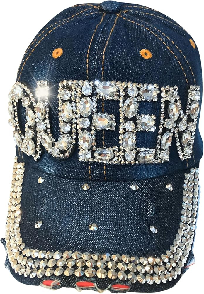 Popfizzy Womens Rhinestone Hat, Bling Denim and Diamonds Hat, Bling Gifts, Bedazzled Mom Hat, Fun... | Amazon (US)