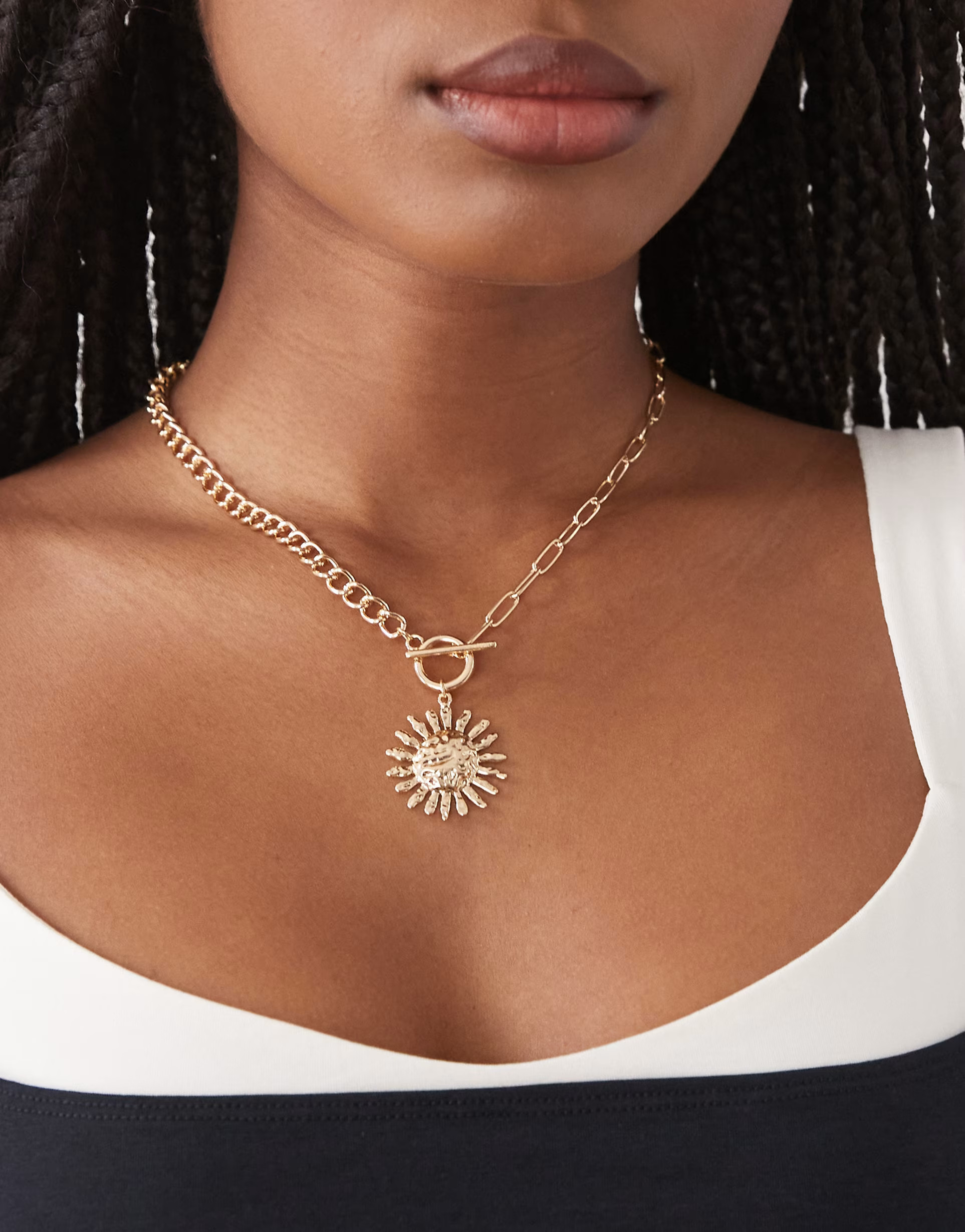 Petit Moments sol sun pendant t-bar necklace in gold | ASOS (Global)