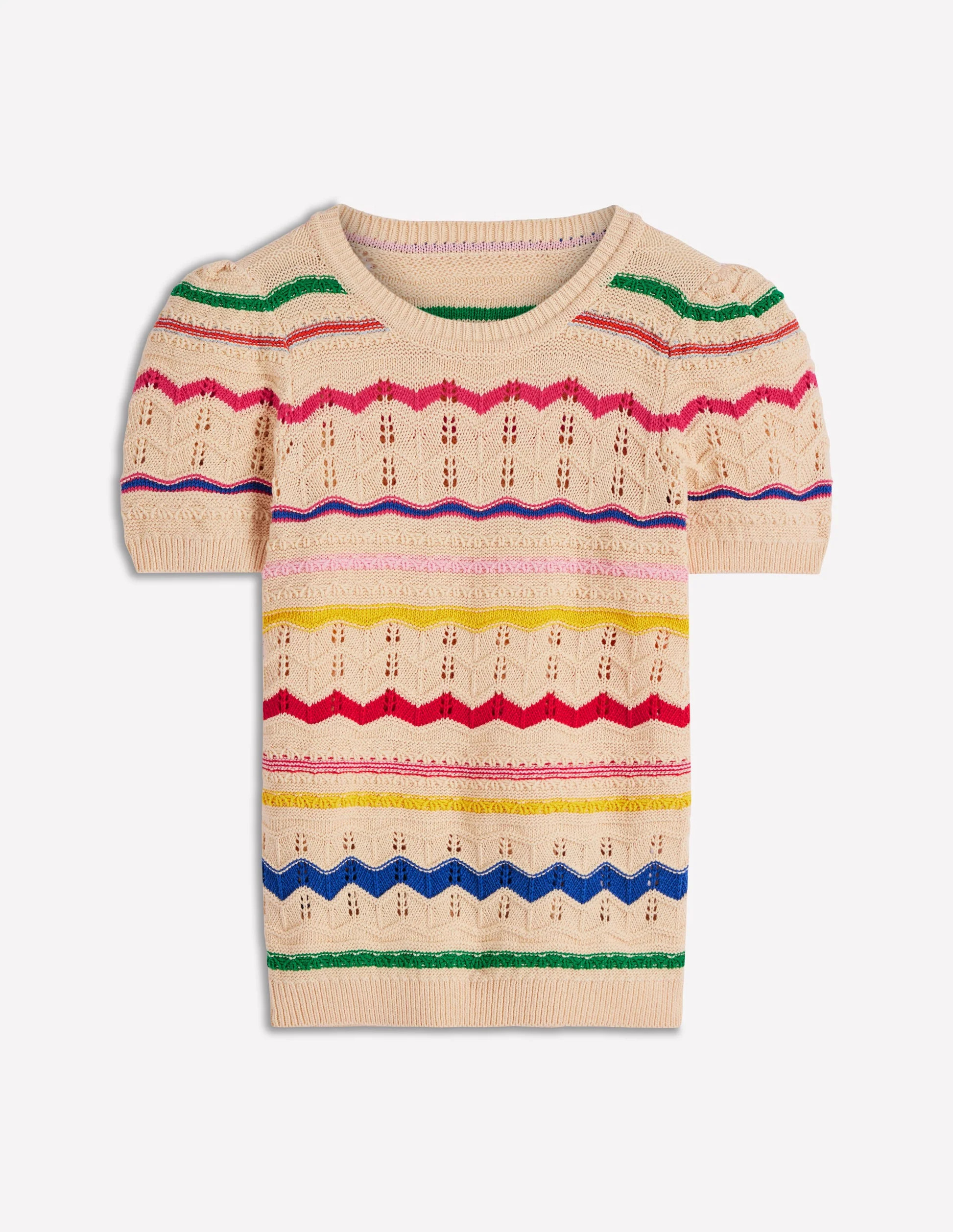 Monica Pointelle T-Shirt-Multi Stripe | Boden (US)