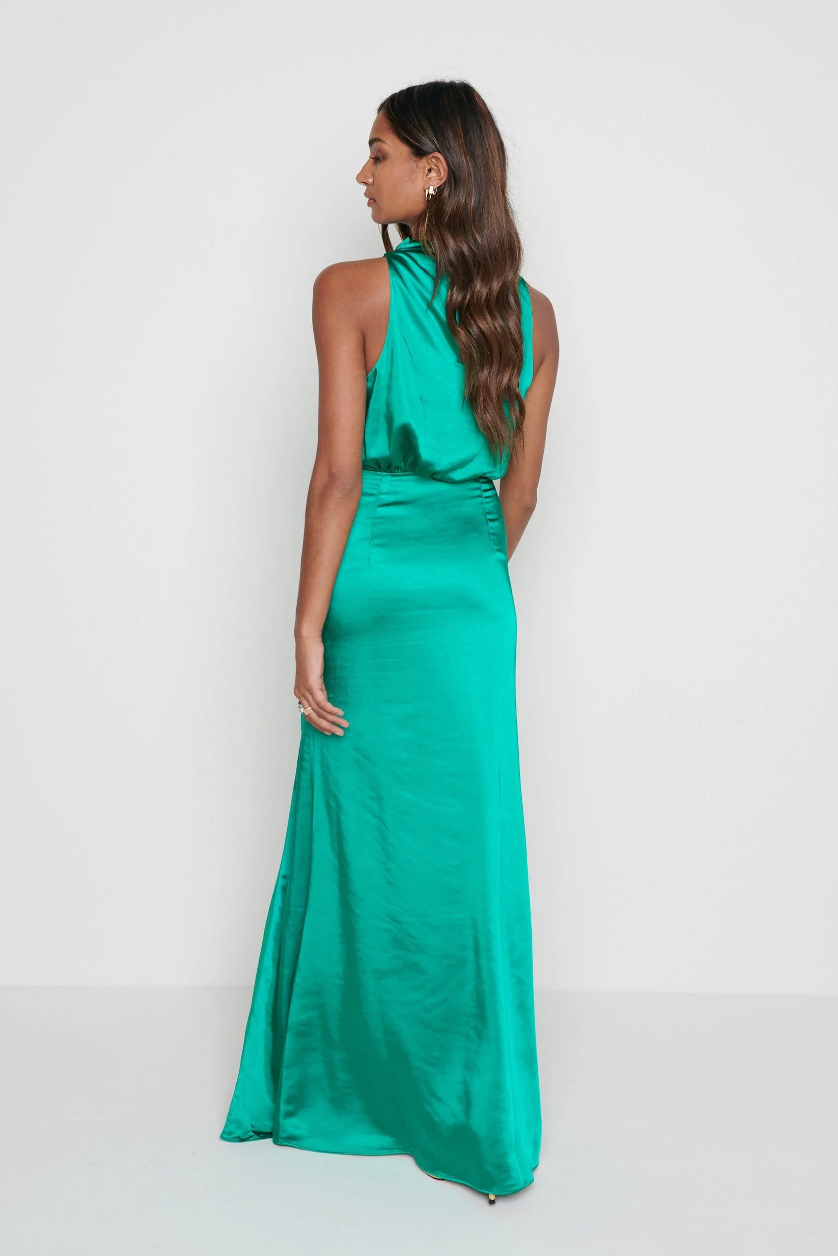 Tabitha Funnel Neck Midaxi Dress - Bright Emerald | Pretty Lavish (UK)