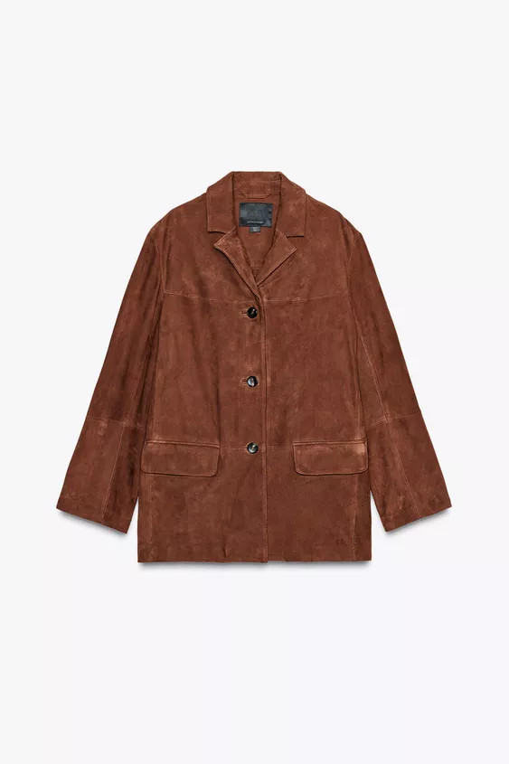 ZW COLLECTION LIMITED EDITION OVERSIZED SUEDE LEATHER BLAZER | Zara US