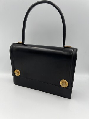 Vintage Leather Black Top Handle Bag Evening Clutch  Nice Condition | eBay US