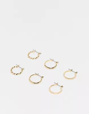 ASOS DESIGN pack of 3 20mm hoop earrings in gold tone | ASOS (Global)