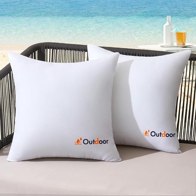 MIULEE Pack of 2 18x18 Outdoor Waterproof Throw Pillow Inserts, Decorative Water-Resistant Pillow... | Amazon (US)
