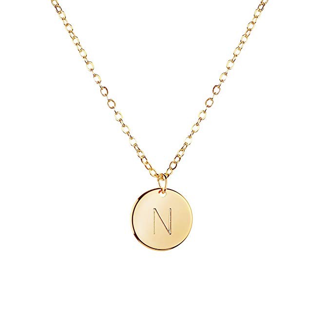 MignonandMignon Gold Initial Necklace Initial Disc Necklace Bridesmaid Jewelry Gift for Her | Amazon (US)