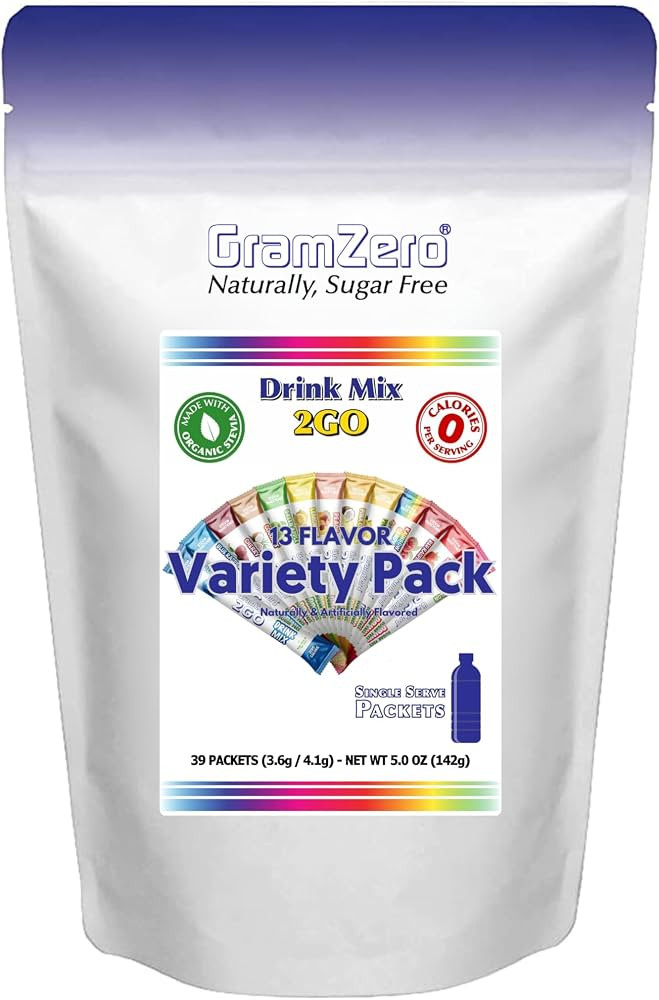 GramZero 2GO Sticks - Variety Pack, Zero Calorie Sugar Free Drink Mix, Stevia Sweetened, Great Fo... | Amazon (US)