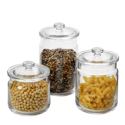Slickblue Clear Glass Storage Containers with Lids, Set of 3, 23.5-40.9 oz, Perfect for Food & Household Items | Target