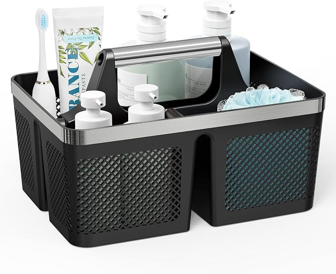 BYUNER Black Shower Caddy Portable: Plastic Bathroom Caddy Organizer with Handle and Holes, Clean... | Amazon (US)