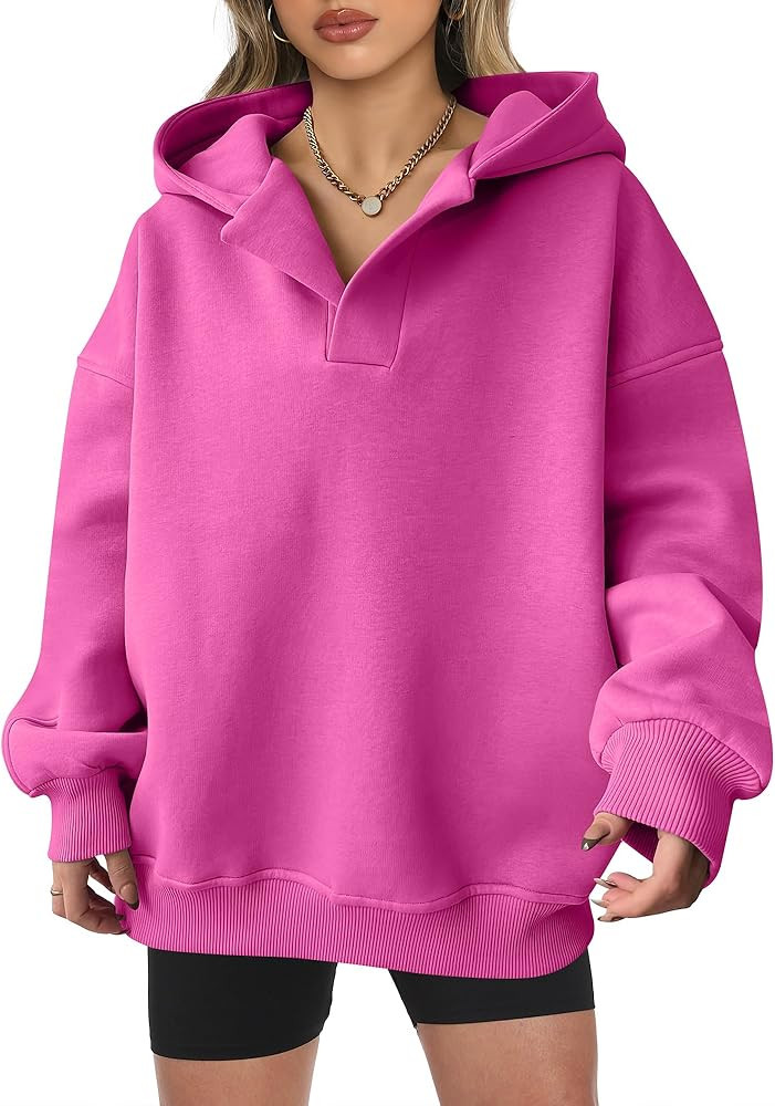 ANRABESS Womens Oversized Hoodies V Neck Sweatshirts Fleece Long Sleeve Pullover Y2K Clothes 2025... | Amazon (US)