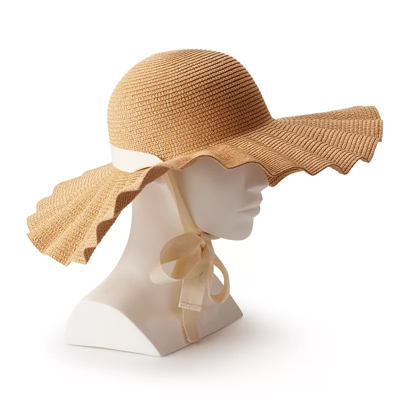 Women's LC Lauren Conrad Scalloped Straw Floppy Sun Hat | Kohl's
