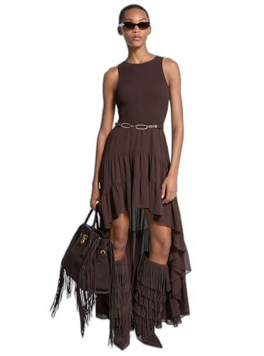 Michael Kors Women's High Low Smock Maxi Dress, Chocolate, X-Small | Amazon (US)