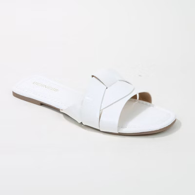 Berness Women's Topaz Glossy Patent Braided Slide Sandals White 7 | Target