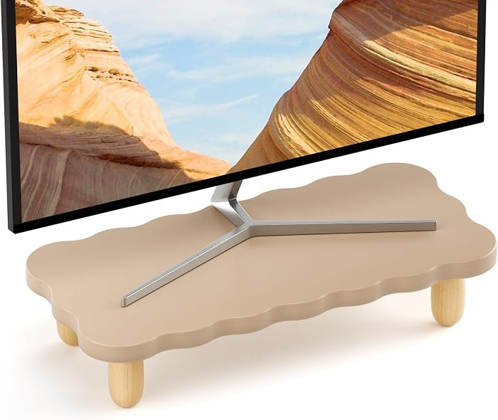 Monitor Stand Riser,Cookie-Shaped Sturdy Wood Computer Monitor Stand, Monitor Stand Riser, Multi-... | Amazon (US)