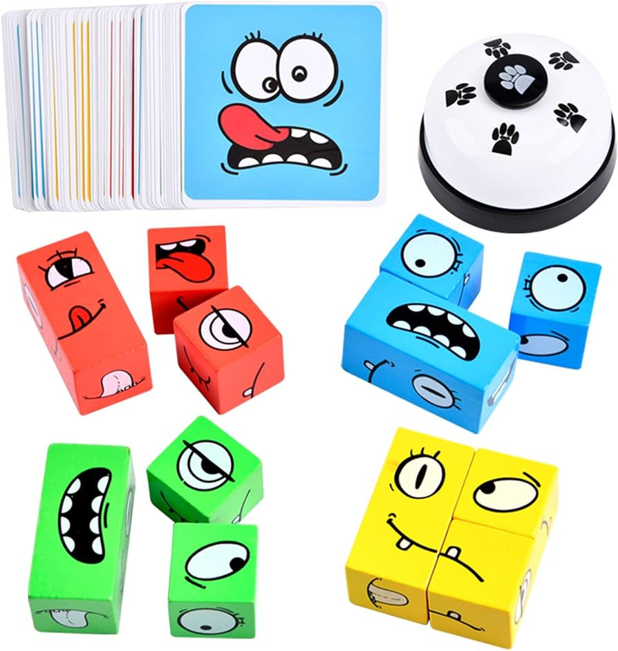 Wooden Face Changing Magic Cube Game, Expression Puzzle Building Blocks Pattern Matching Game, Ed... | Amazon (US)