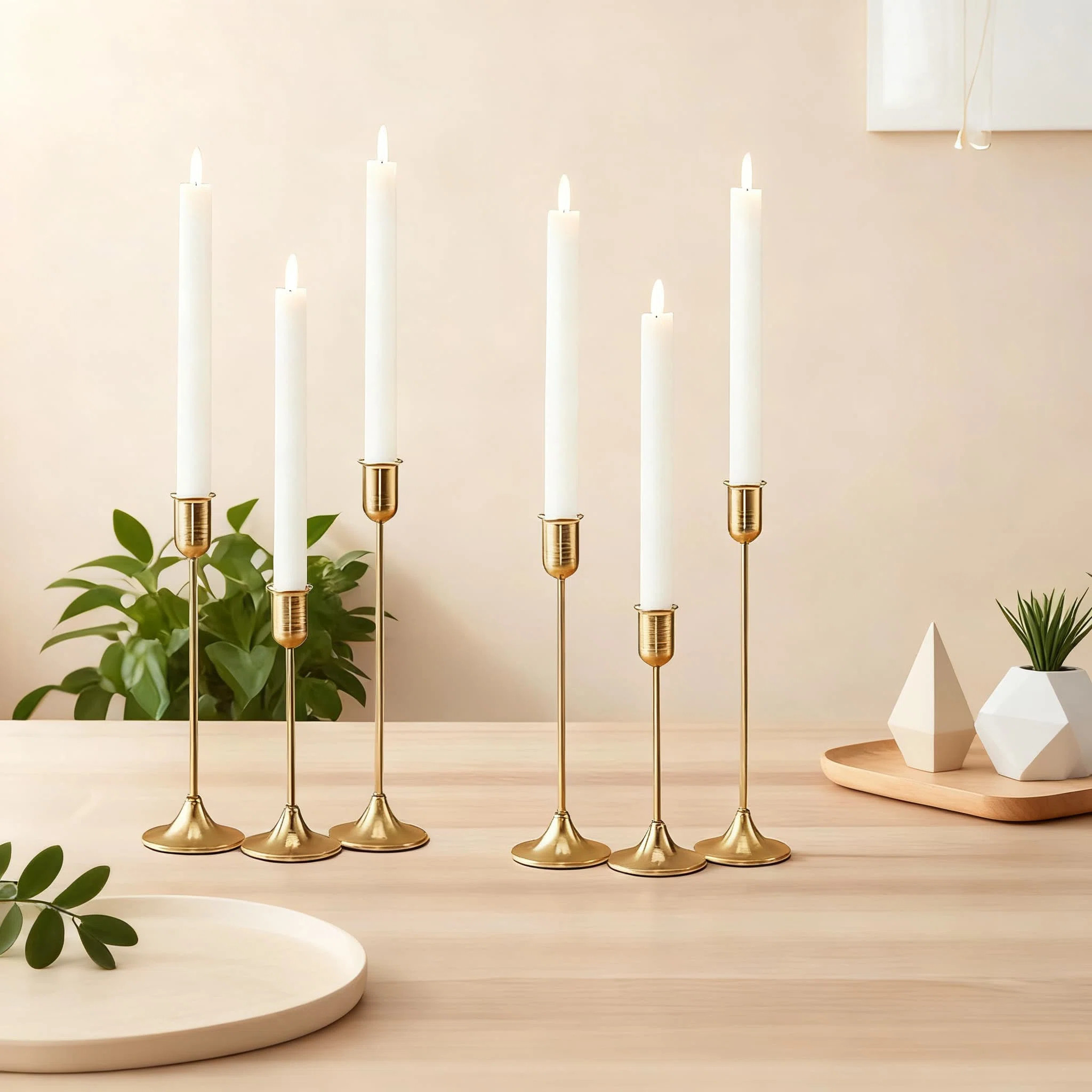 6-Piece Taper Candle Holders Set, Vintage Modern Metal Candlestick Holders For Wedding Centerpiec... | Wayfair North America