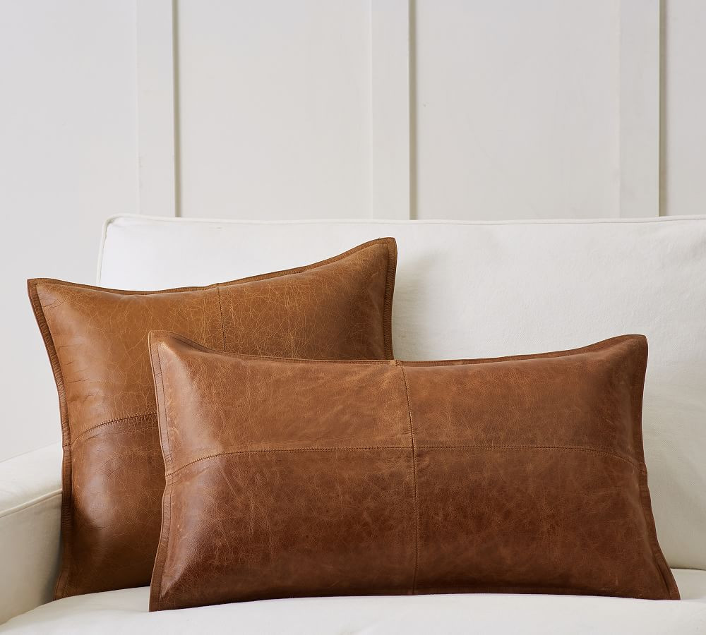 Pieced Leather Pillow Covers | Pottery Barn (US)