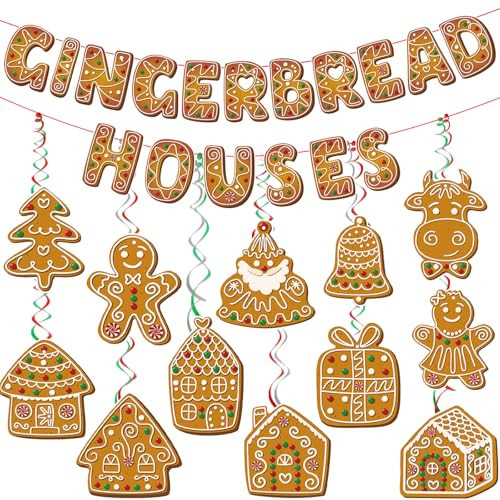 Gingerbread Christmas Decorations Gingerbread Banner Christmas Gingerbread Decorations Gingerbread Party Decorations with Gingerbread House Decor for Christmas Party Decorations | Amazon (US)