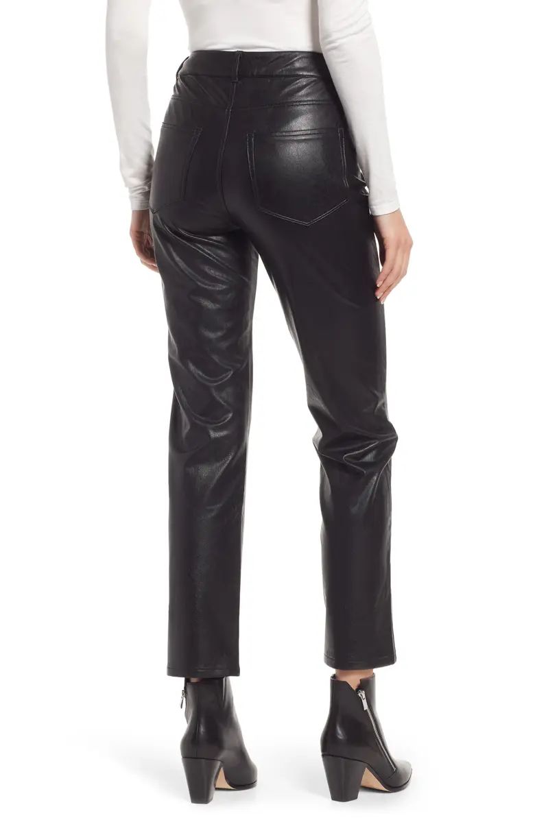 Stella Super High Waist Straight Leg Faux Leather Jeans | Nordstrom