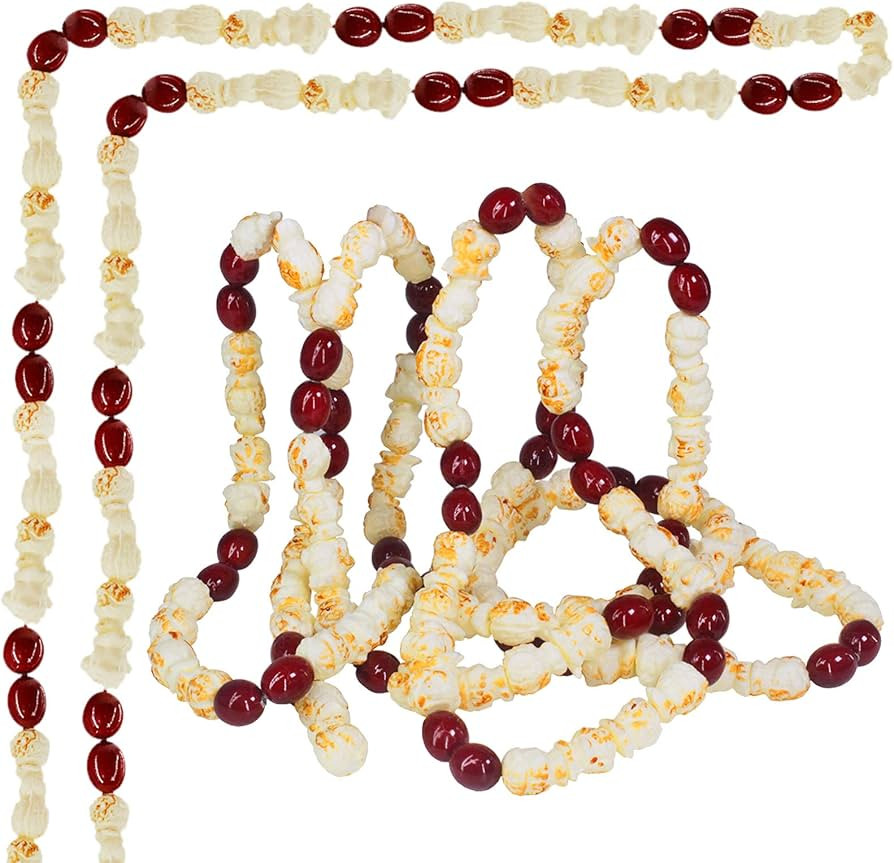 18 feet Artificial Popcorn and Cranberry Garland Strand Old Fashion Christmas Tree Garland String... | Amazon (US)