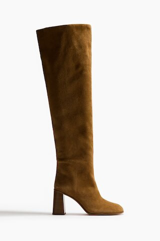 H & M - Over-the-Knee Suede Boots - Beige | H&M (US + CA)