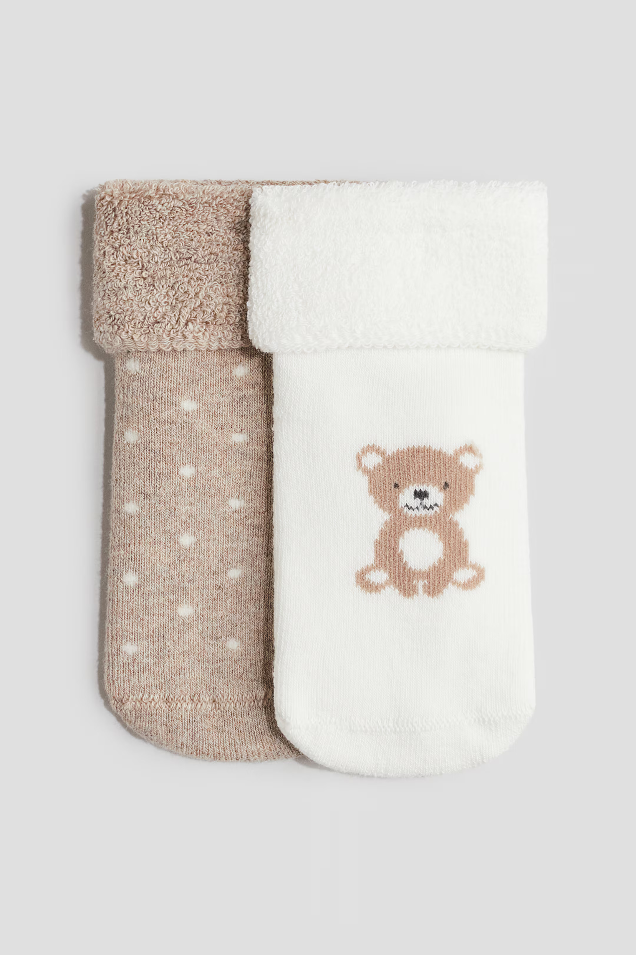 2-pack terry socks - Beige/Teddy Bear - Kids | H&M GB | H&M (UK, MY, IN, SG, PH, TW, HK)