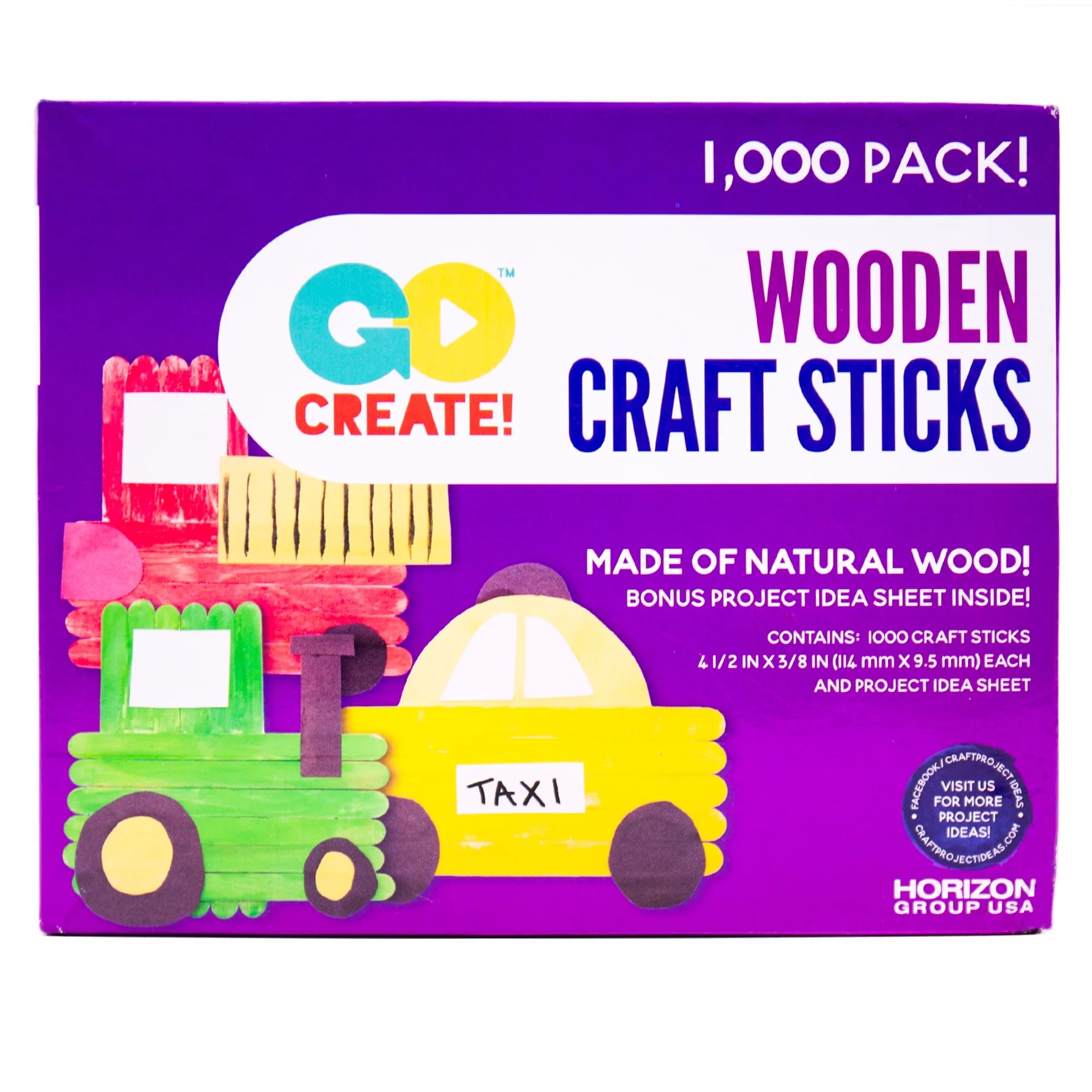 Go Create Natural Wood Craft Sticks, 1000 Count, Natural Wood | Walmart (US)