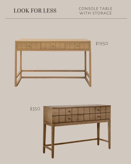 Look for less...

Wood console tables with storage!

#LTKHome #LTKStyleTip