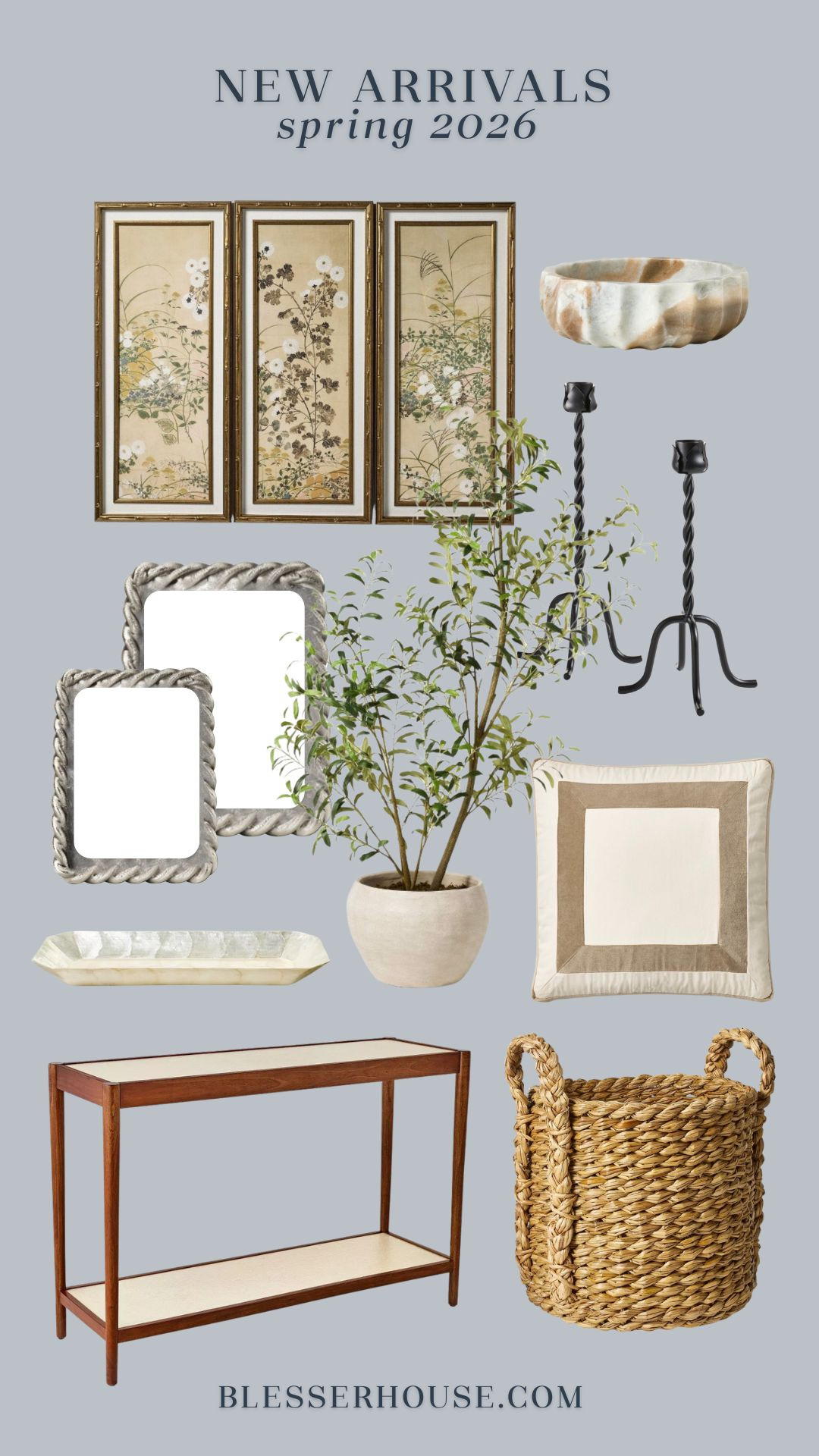 New Studio Mcgee Spring Decor 


neutral home decor, vintage frames, coastal grandmillennial decor, blue and white decor, rattan baskets, wood furniture accents, console table styling, tabletop decor ideas, wall art frames, home decor finds 2026, affiliate decor links, curated home decor 

 #LTKHome