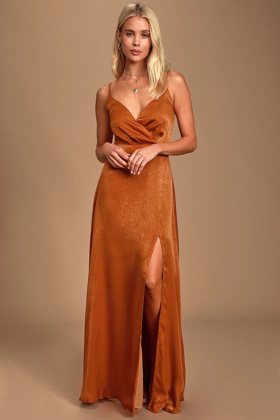 Constantine Rust Orange Satin Maxi Dress | Lulus (US)