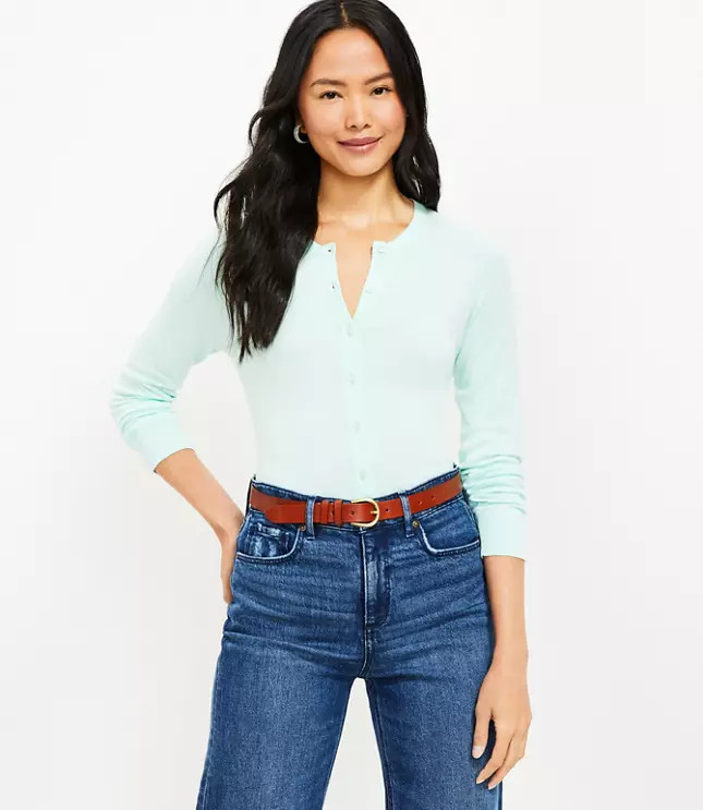 Crew Neck Cardigan | LOFT