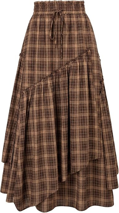 SCARLRT Darkness Long Skirts for Women Renaissance Flowy Pirate Maxi Skirt | Amazon (US)