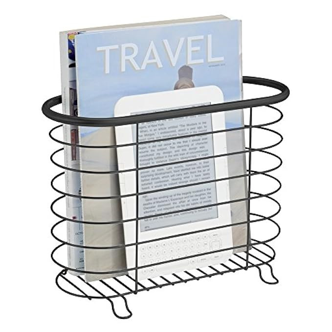 mDesign Newspaper and Magazine Rack for Bathroom, Office, Entryway - Matte Black | Amazon (US)