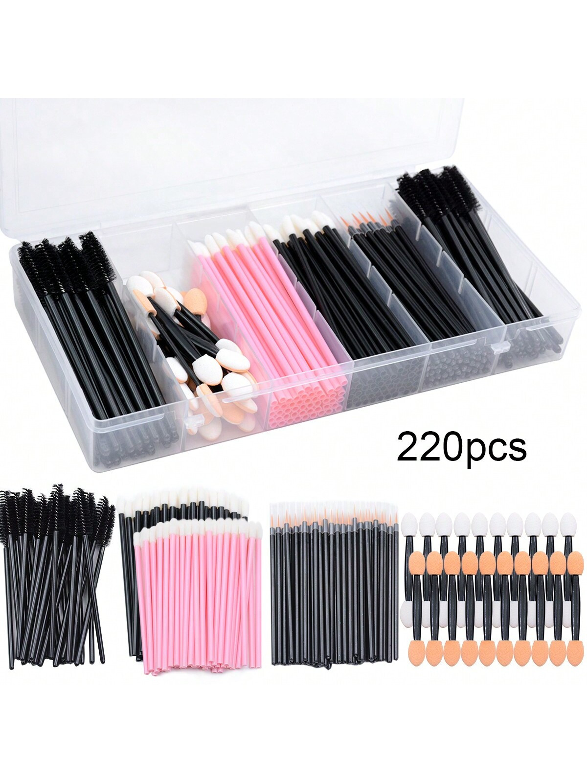 220Pcs Makeup Tools Kit Case Eyebrow Brush Eyelash Mascara Wands Lipstick Lip Brush Disposable Ey... | SHEIN