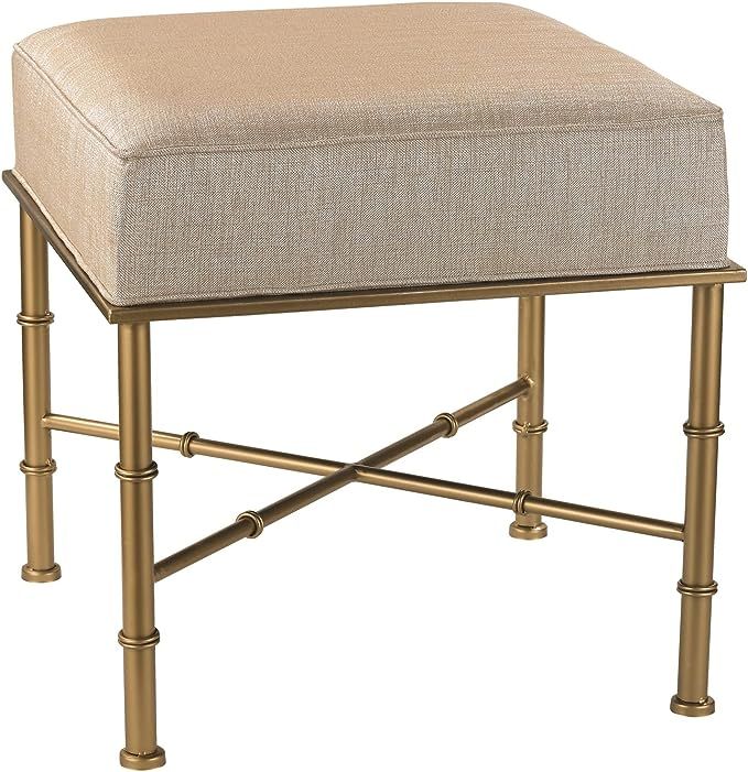Sterling Home Gold Cane Cream Metallic Linen bench, 18" x 18" x 18", Multicolor | Amazon (US)